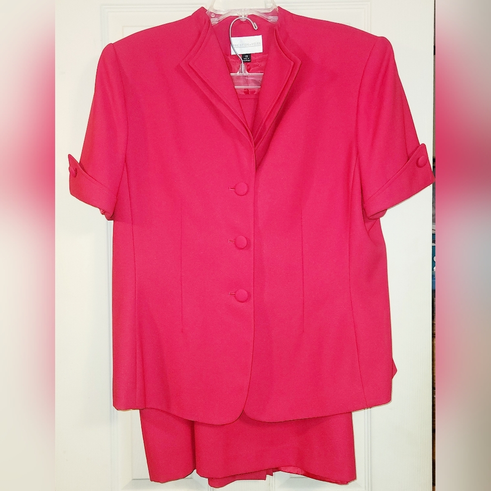 Vintage Preston & York Pink Skirt Set / Retro Pink Skirt & Top Suit /